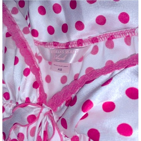 VICTORIA'S SECRET Angels Pink & White Polka Dot Slip Nightgown Babydoll Nighty - Picture 5 of 5